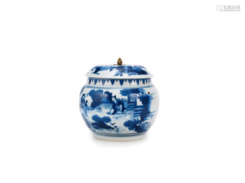 Chongzhen, circa 1640 A blue and white 'scholars offerings' jar and cover