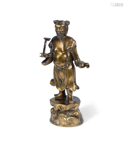 Qing Dynasty A gilt-bronze standing figure of Han Zhongli