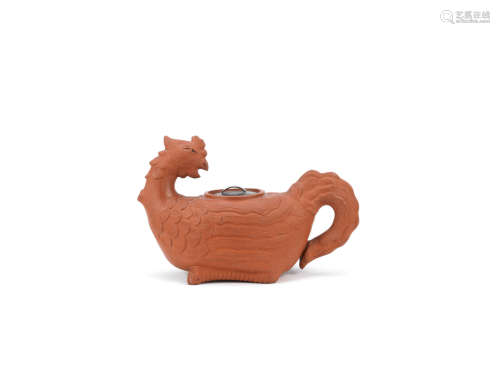 Late Qing Dynasty A moulded phoenix-form yixing teapot