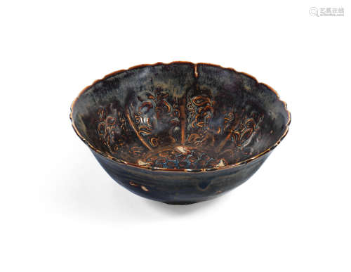 Jin Dynasty or later An unusual brown-glazed moulded 'lotus' bowl