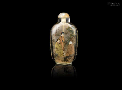 Signed, cyclically dated jiazi year, corresponding to 1984 A glass inside-painted snuff bottle