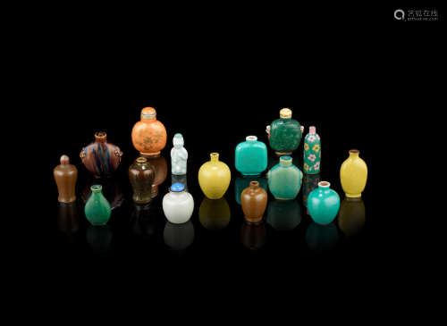 19th and 20th century A group of monochrome-glazed porcelain snuff bottles