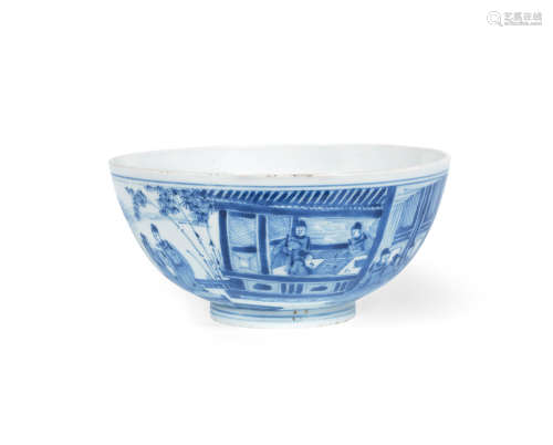 Yongzheng six-character mark and possibly of the period A blue and white 'scholars' bowl