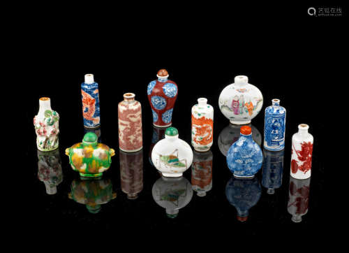 Late Qing Dynasty A group of porcelain snuff bottles