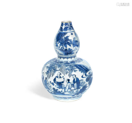 Chongzhen A blue and white double-gourd vase