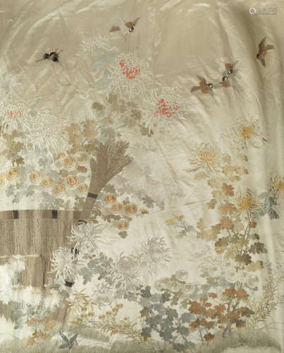 19th/20th century A silk-embroidered panel