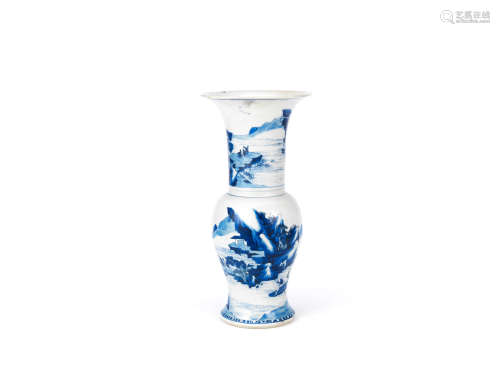 Kangxi A blue and white 'landscape' baluster vase, yenyen