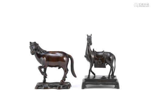 17th/18th century A bronze horse-form incense burner and cover