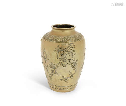 19th century A bronze 'Three Abundances' baluster vase