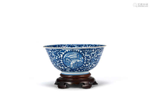 Late Ming Dynasty A blue and white 'Buddhist lions' bowl