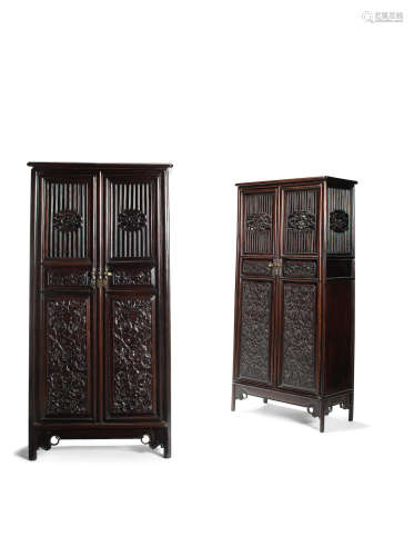 20th century A matched pair of zitan cabinets