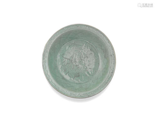 16th century A Longquan celadon-glazed 'peony' dish