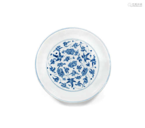 Kangxi A blue and white 'floral' saucer dish