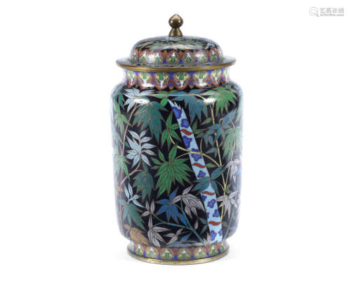19th century A cloisonné enamel jar and cover