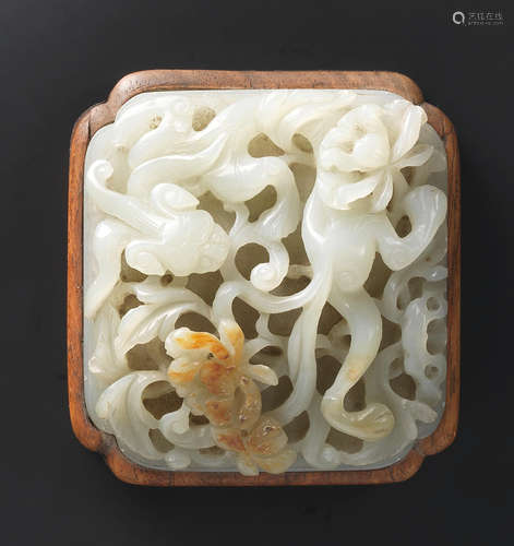 Ming Dynasty  A fine white and russet jade openwork plaque