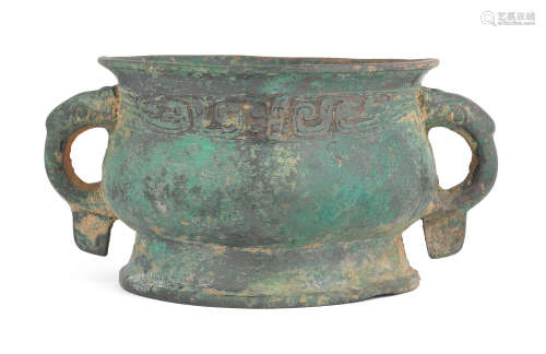 Western Zhou Dynasty An archaic bronze ritual food vessel, Gui