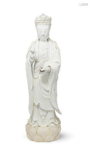 Late Qing Dynasty A very large blanc-de-chine figure of Guanyin