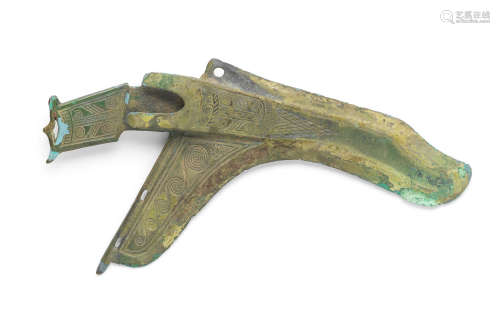 Western Han Dynasty, Dian culture An archaic bronze halberd blade, ge