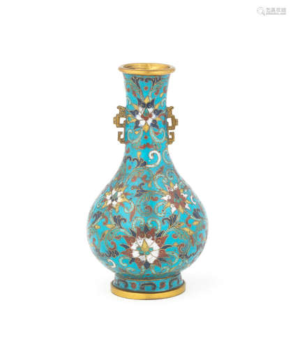 Incised Qianlong five-character mark and of the period A cloisonne enamel pear-shaped vase