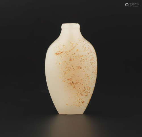 18th century A mottled white and russet jade snuff bottle