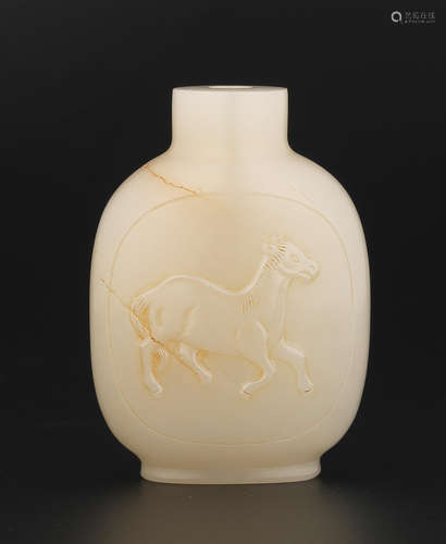 A white jade 'horse' snuff bottle