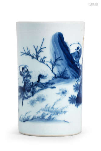 Chongzhen A fine blue and white 'Han Xin' brush pot, bitong