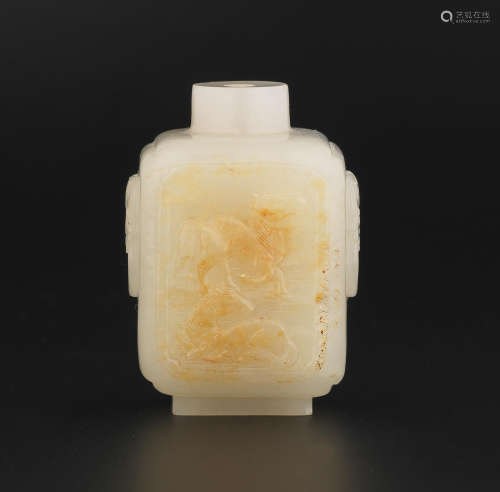 A white and russet jade 'horse' snuff bottle