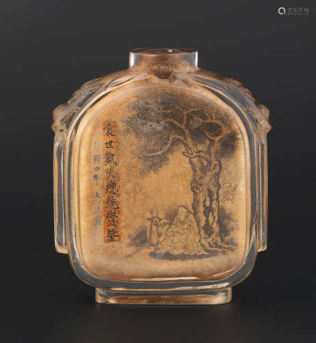 Signed Ma Shaoxuan, cyclically dated to 1915 and of the period A rare large inside-painted rock crystal snuff bottle
