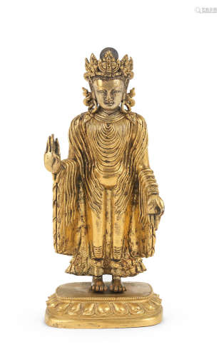 18th century A gilt-bronze figure of Gautama Buddha