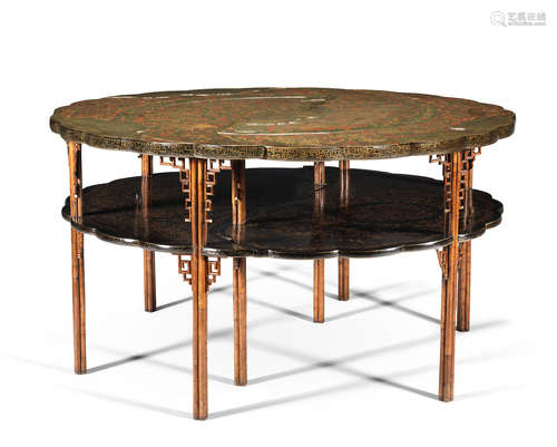 Yongzheng/Qianlong  A very rare lacquer and bamboo two-part centre-table