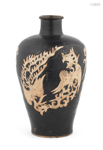 Southern Song Dynasty A fine and very rare Jizhou resist-decorated 'double phoenix' baluster vase, meiping