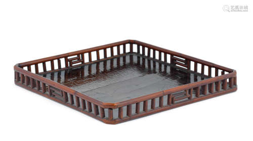 17th century A bamboo and lacquer tray