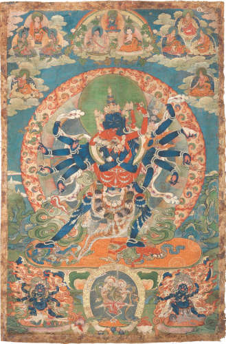 Tibet, 17th century  A rare thangka of Chakrasamvara