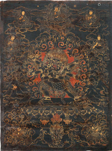 Tibet, 17th century A rare black-ground thangka of Vajrakila
