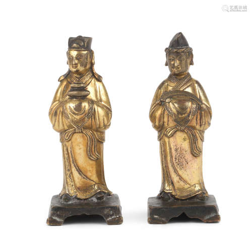 Late Ming Dynasty A pair of gilt-bronze tribute-bearers
