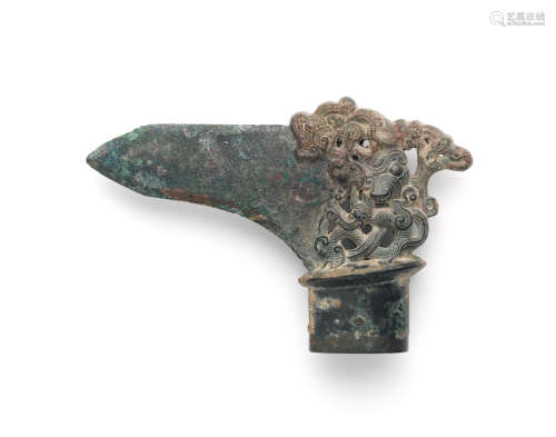 Late Eastern Zhou Dynasty An archaic bronze openwork 'dragon' halberd blade, ge