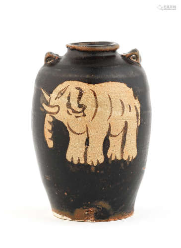 Southern Song Dynasty A very rare small Jizhou reserve-decorated 'elephant' jar