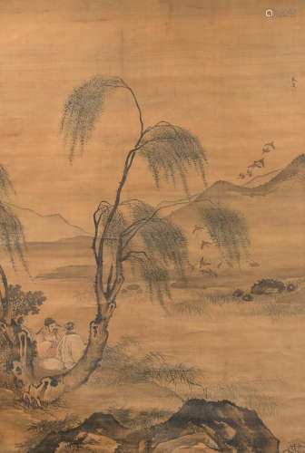 18th/19th century, after Dai Jin A large painting of scholars by a lakeside