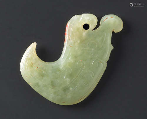Shang Dynasty A rare archaic green jade 'dragon' pendant