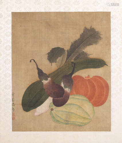 Signed Zhang Wei, Qing Dynasty Two paintings of vegetables
