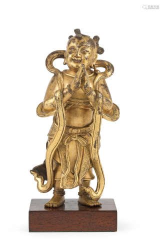 16th/17th century A gilt-bronze figure of Sudhana