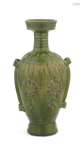 Liao Dynasty A rare green-glazed baluster flask
