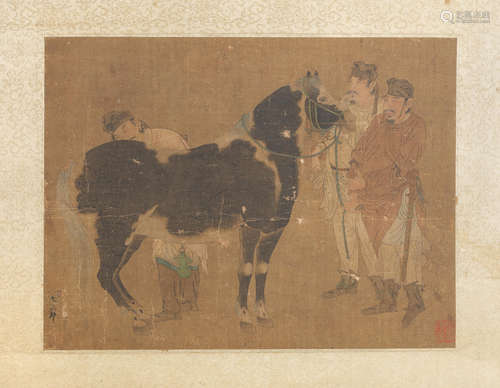 After Zhao Mengfu, Ming Dynasty or later A painting of Bo Le with horse