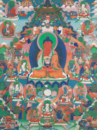 Tibet, 19th century Two thangkas of Amitayus and Chingkarwa