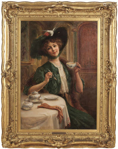 埃米尔·弗农（1830～1930） 优雅淑女肖像画 布面油画
