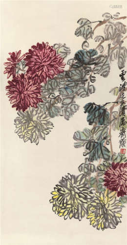 齐白石（1864～1957） 秋菊 立轴 设色纸本
