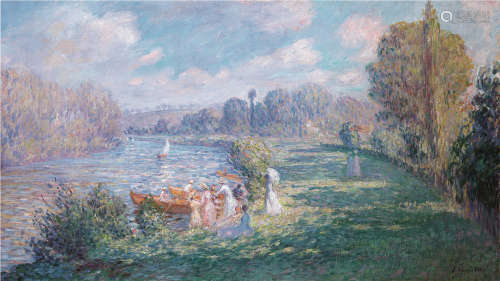 亨利·莱巴斯克（1865～1937） 马恩河边 布面油画
