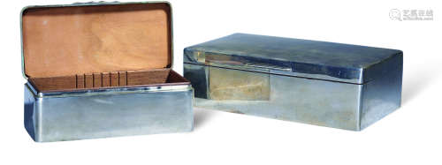 约1930年 英国伯明翰纯银制雪茄盒 （两个）