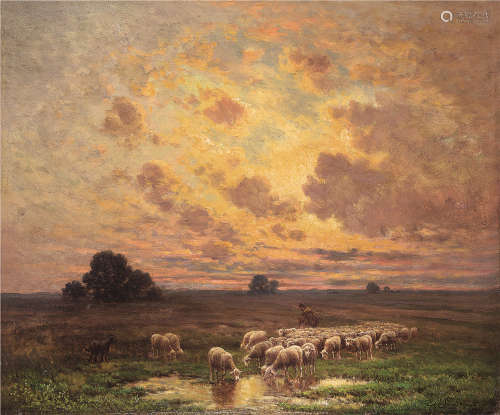 保罗·查格纳（1879～1983） 晚霞 布面油画