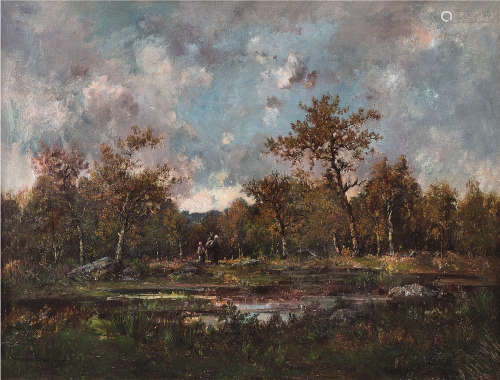 卡米尔·麦斯（1850～1877） 森林边的沼泽地 布面油画